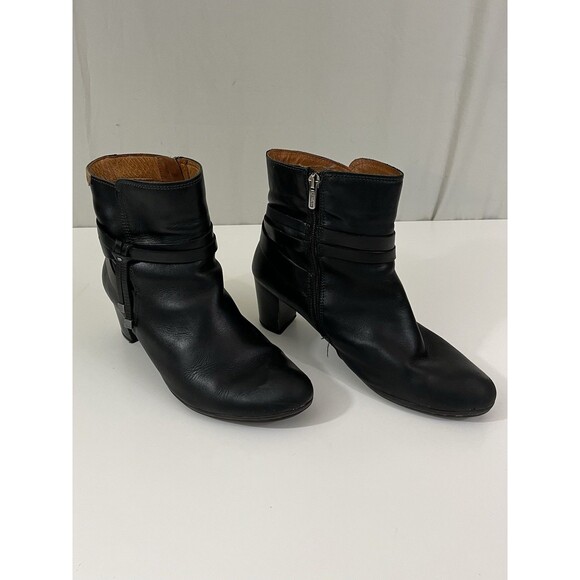 Pikolinos Verona Women 40 Black Leather Mid-Calf Zip Boots Ankle Heels Boho - Picture 2 of 13